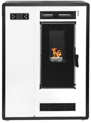 EIDER BIOMASA Estufa Pellets Canalizada SLIM PLUS – 7,98 kW – Fondo 24 cm – Slim – Hasta 185 m³ – Canalizable – Tolva 13 kg – Programable – Clase A+