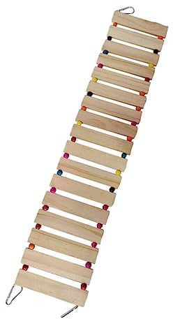 Kisangel Juguete de Columpio Colgante de Madera para Loros Escalera de Juguete para Polluelos Entrenamiento de Loros