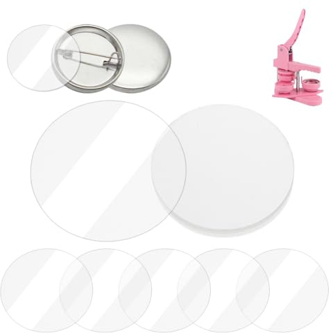 OLYCRAFT 200Pcs 35mm Button Film for 25 mm Button Maker Plastic Film Machine Transparent Buttons Protective Films Clear Badge Protective Films for Round Buttons Maker Badge DIY Craft Supplies