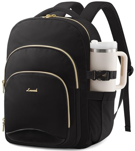 LOVEVOOK Rucksack Damen, 15,6 Zoll Laptop Schulrucksack Wasserdicht, Schultasche Teenager Mädchen Backpack Women, Elegant Arbeitsrucksack Tagesrucksäcke Daypack für Business Uni Schule Reise, Schwarz