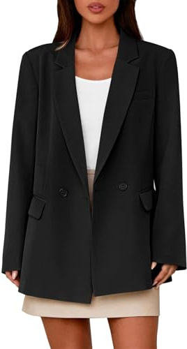 Blazers för kvinnor affärer avslappnad kavajslag dubbelbröst blazerjackor lätt överdimensionerad formell kontor arbetskläder blazer vårmode koftor kappa med fickor