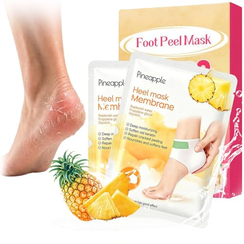 2 Pares Mascarilla Pies Exfoliante, Calcetines Exfoliantes para Pies Suaves, Mascarilla para Pie Secos y Talones, Peeling Durezas y Callos Eliminar, Hombre y Mujer