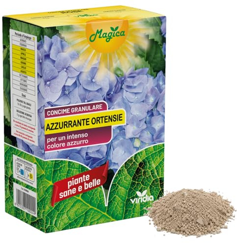 viridia Concime granulare Azzurrante 1 kg - Ideale per Ortensie per un intenso colore azzurro – Con ferro e zinco – Rinverdente Antingiallimento Fogliare