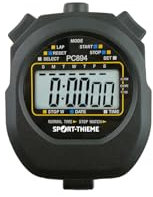 Sport-Thieme Stoppuhr Start | Handstoppuhr, Uhrzeit, Datumsanzeige | 2 Speicherplätze | Taktgeber/Pacer | Stoßfest | Spritzwassergeschützt | Großes Display | 82x62x23 mm | 93 g
