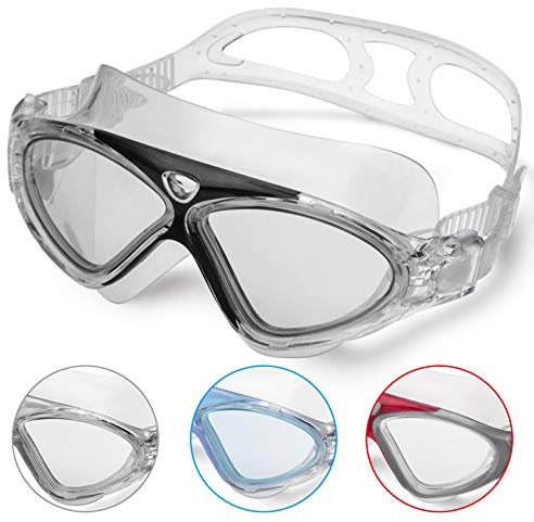 Lunettes de Natation,Lunettes de Piscine Adultes Enfants Transparents Antibuée Etanches Protection UV Réglables Vision 180 Degrés - Idéales pour Hommes Femmes Garçons Lilles