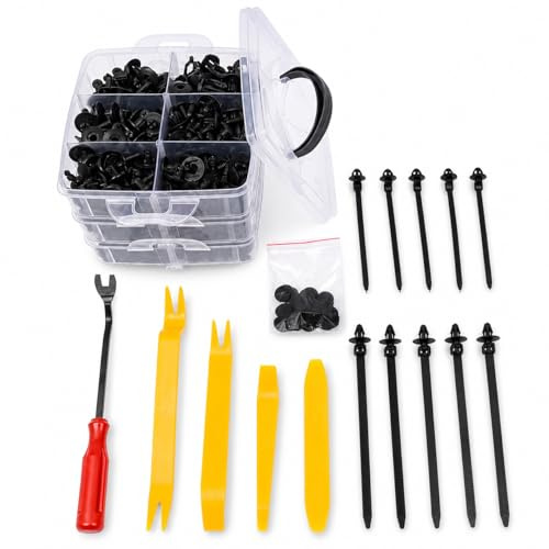TOPWAY Rivet Clips Plastique 635 PCs, 16 Tailles Rivet Plastique Fixation de Protection, Clips Voiture Universel pour Auto Voitures Panneaux de Portes avec Boîte De Rangement et Outil de Démontage