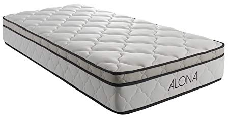 Lot de 2 Matelas Alona a Ressorts + Memoire de Forme 80 Kg/m3 - 80x200 Hauteur +/- 25,5 cm - Accueil Moelleux - Soutien Ferme + 2 Oreillers Visco - 5 Zones de Confort - Hypoallergenique