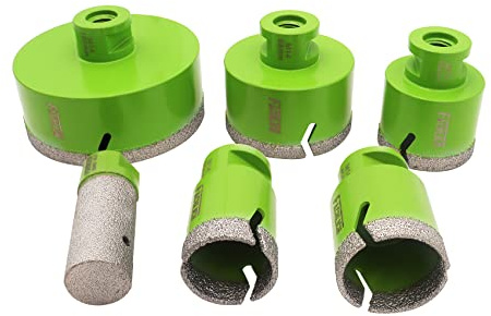FACHLICH Diamant Fliesenbohrer Set 35/40/50/68/100mm M14 Diamantbohrer Lochsäge mit 25mm Diamant Fasenfräser für Porzellan Fliese Granit Marmor