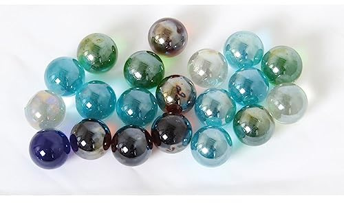 Ameisenkeks® 20 glasmulmar Ø 2,5 cm – blåturkos-gröna dekorativa kulor med mjölkaktigt och klart utseende | Högkvalitativ glasdekoration för vaser, skålar och gör-det-själv