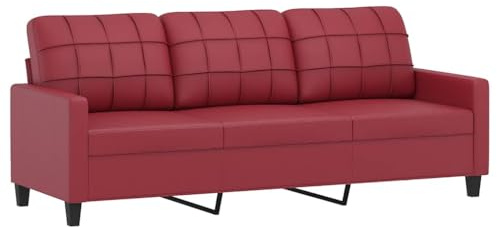 Canapé à 3 places Rouge bordeaux 180 cm Similicuir