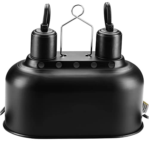 Simple Deluxe Dual Reptile Light Fixture with Separate Switches, Aluminum Reflector 100W Double Dome Heat/UVB Lamp, for Small Animal Terrarium and Tortoise Habitat
