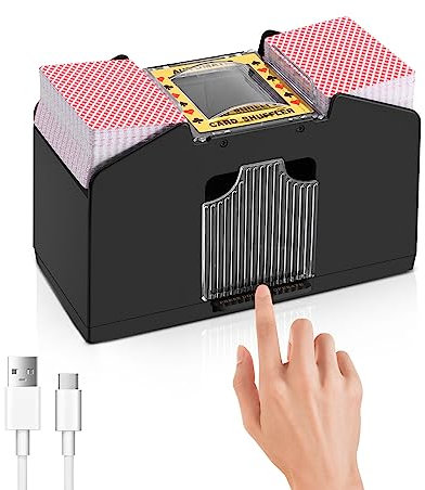 SUNJULY Macchina di miscelazione di carte elettrica 4 mazzi, miscelatore automatico per carte casinò, mixer per carte di credito alimentato a batteria/USB, strumento di gioco per casinò casa festa