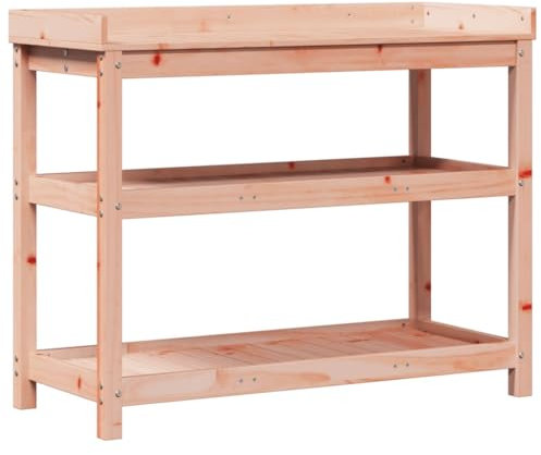 vidaXL Pflanztisch, Gärtnertisch mit Ablagen, Blumentisch für Garten Balkon Terrasse, Gartentisch Arbeitstisch, 108x45x86,5cm Massivholz Douglasie