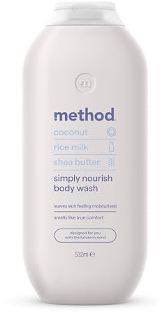 Method Body Wash, Simply Nourish, Shower Gel, Coconut, Rice Milk And Shea Butter Scent, Pack of 1, 532ml
