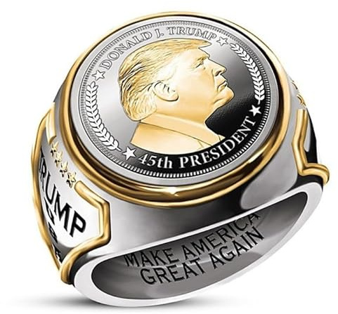 JIANFU Fashion Rings Finger US President Trump Ring Supporters Wide Ring