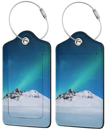 2er-Pack Gepäckanhänger aus PU-Leder für Koffer, Aurora Borealis, klarer Himmel, Natur, Reiseanhänger mit Sichtschutz, Namensschild und robuster Schlaufe für Damen und Herren, Gepäcktaschen und Rucksä