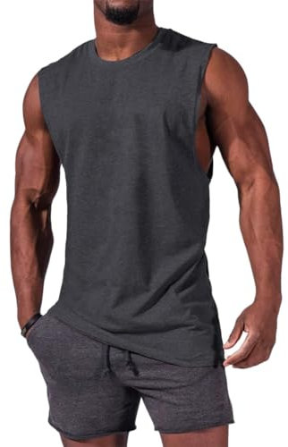 iudam Tank Top Herren Baumwolle Ärmelloser Shirts Muskelshirts Gym Sport Unterhemd T Shirts Männer Fitness Tops Trägershirts Tee Top für Men,Dunkelgrau(004),M