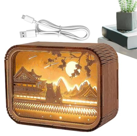 Night Light, Wooden Puzzle LED Night Light, Wood Carved Table Lamp, Creative Puzzle Night Lamp, Wooden Lamp Kit, Decorative LED Table Light, Night Light for Bedroom, Artistic Puzzle Lamp