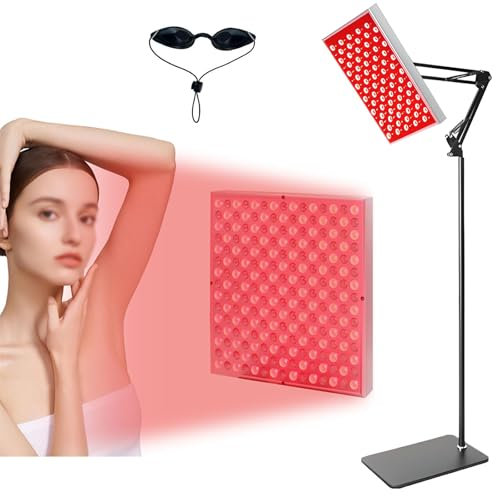 Lampe de Bronzage Domestique, 45 W, avec Support, Lunettes, Double Onde 660 Nm + 850 Nm, 225 LED Haute Luminosité, Spot 60°, Alimentation Double Pilote Haute Efficacité, pour la Maison Et Le Dortoir