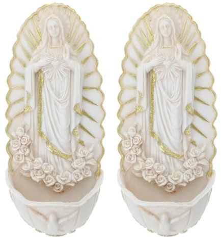 UKCOCO 2 Pièces Guadalupe Bénitier Décoration Murale Bénitier Décor Catholique Porte-eau Bénitier Ornement Pour Mur