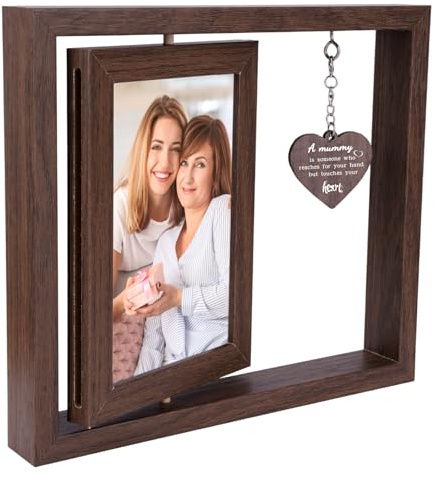 Mum Photo Frame, Mothers Birthday Gifts Rotating Wooden Photo Frame Present for Mum from Daughter Son, Mummy Birthday Gifts for Her, Heartfelt Thanksgiving Christmas Mothers Day Home Decor Gift