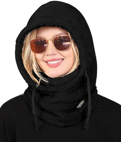 Koerye Passamontagna in Pile Unisex Multifunzionale Antivento Caldo Maschera da Sci Copriviso con Scaldacollo all'Aria Aperta Cappello Ciclismo Escursionismo Corsa Nero
