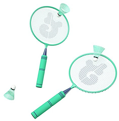 Naroote Ensemble de Raquette de Badminton pour Enfants, Ensemble de Badminton élastique Durable pour Enfants en Alliage de Fer pour Salle de (Green)