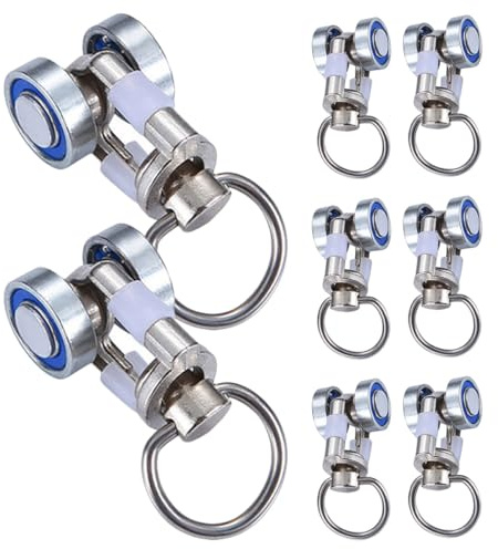 POPETPOP Lot de 8 Roulettes Métalliques à Roulement pour Glissières de Rideaux, Poulies Silencieuses en Métal, Accessoires Robustes pour Rails de Rideaux Plafond, Glissement Fluide