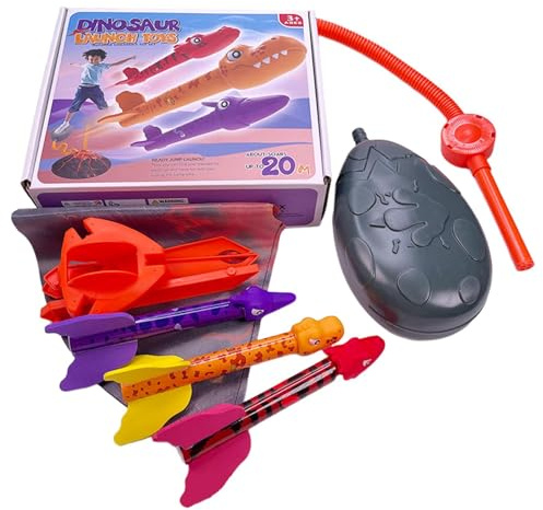 Générique Lance Fusée Dinosaure Enfant 25,5 X 21,5 X 7,3 Cm ABS Lanceur À Pied avec Angle Réglable, Jouet Extérieur Projectile Mousse, Idée Cadeau Anniversaire
