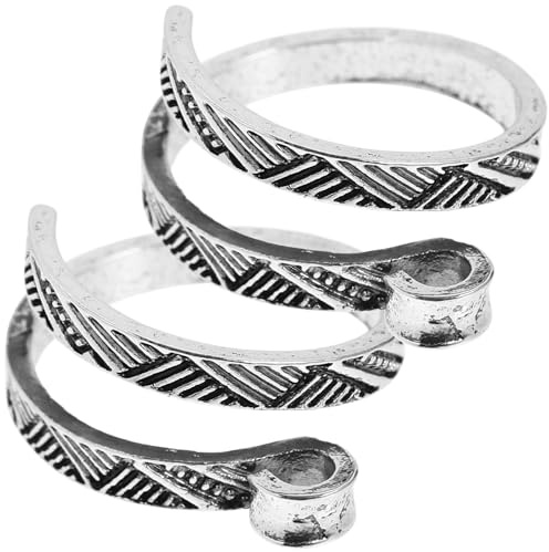Milisten Anillos de Bucle de Ganchillo para Tejer 2 Piezas, Herramienta Guía de Hilo para Manualidades, Portadedos de Metal Plateado para Costura y Crochet, Accesorios Ligeros y Duraderos