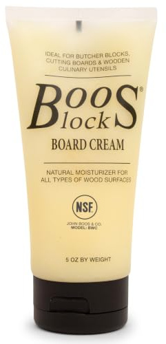 John Boos 5 oz Board Cream with Beeswax and Mineral Oil for Wood Surface Care – All-Natural Conditioner & Sealer for Butcher Blocks, Wooden Cutting Boards, Countertops, and Utensils