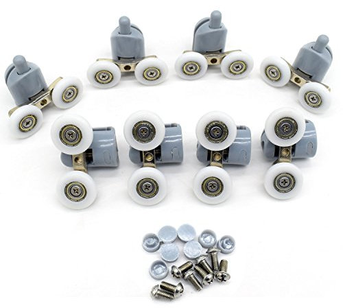 YUANQIAN 8 rotelle per porta della doccia, 23 mm di diametro, parti di ricambio per bagno in plastica e nylon, grigio, bianco, oro