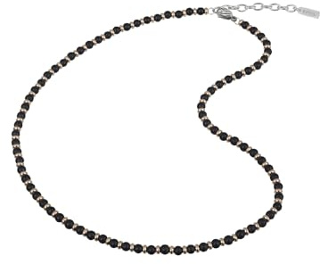 Breil, Collezione Black Onyx, Collana Uomo di Ispirazione Marinara, Sfere in Onice Nero e Acciaio Specchiato IP Gold, Pratica Chiusura a Moschettone, Dimensioni 50-52 cm, Nero e Rose Gold