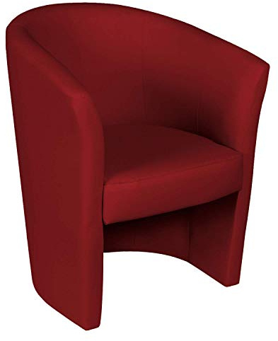Dmora - Poltrona Abrera, Poltrona da salotto, Seduta imbottita, Sedia con braccioli in ecopelle, 64x63h76 cm, Rosso