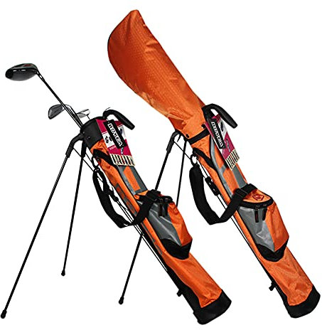 ACXZ Leichte tragbare Golf-Standtasche, Standtasche Tragebag Reisetasche Carrybag mit Schultergurt, Golfbag mit Hut, Orange (1,9 kg)