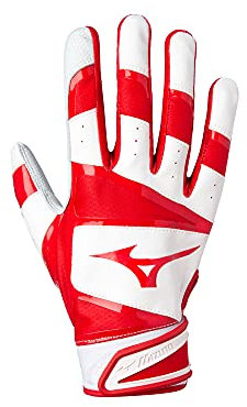Mizuno B-303 Baseball-Schlaghandschuh, für Erwachsene, Weiß/Rot, Größe XXL