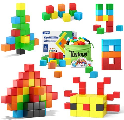 48PCS Magnetic Blocks for Toddlers Outdoor Toys, Large Magnetic Cube Toy for Sensory Montessori Education Preschool Magnet Toys for 3 4 5 6 Year Old Boys and Girls