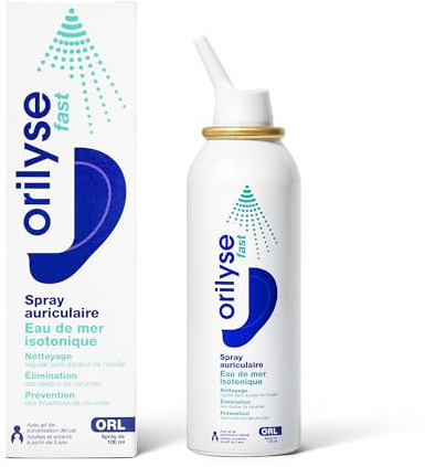 ORILYSE - Spray Auriculaire à l’Eau de Mer Isotonique Orilyse Fast - Nettoyage des Oreilles Quotidien, Prévention des Bouchons - Pour Adulte et Enfant dès 3 Ans - 100 ml