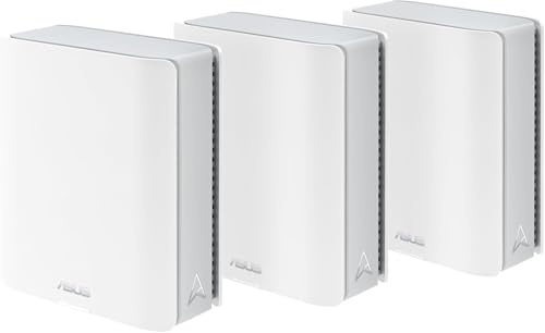 ASUS ZenWiFi BT8 3-Pack - WiFi 7 Mesh tribanda, 14 Gbps, Dos Puertos 2,5G, Seguridad y Control Parental incluidos, Smart Home Master SSIDs, 4G & 5G Mobile Tethering, Blanco