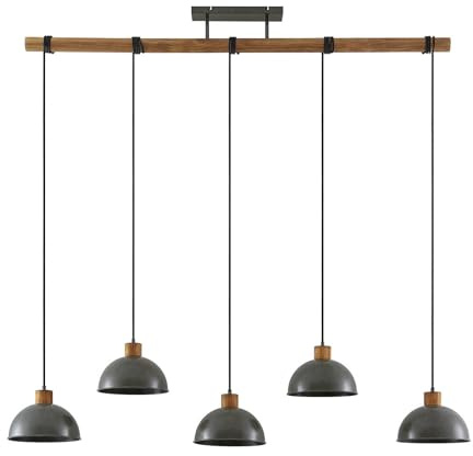 Lindby Pendelleuchte Durbis (Retro, Vintage Antik) aus Holz (5 flammig E27) - Hängeleuchte Esstischlampe Hängelampe Wohnzimmerleuchte