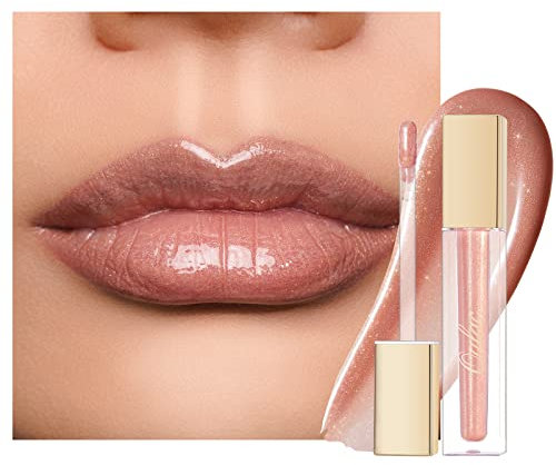 Oulac Pêche Nude Gloss à Lèvres Pailleté - Gloss Transparent Hydratant Rouge à Lèvres Liquide | Huile a Levre Brillant Lip Oil - Enrichi en Extrait de Rose | Formule Vegan - 4,5ml, Sercet (C12)