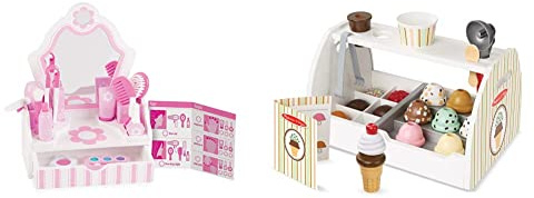 Melissa & Doug Vanity Play Set | Pretend Play | 3+ | Gift for Boy or Girl & Wooden Ice Cream Set