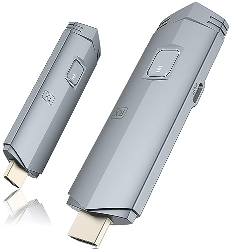Wireless HDMI Transmitter and Receiver, HDMI Wireless Extender Portable 4k Plug & Play, Support 2.4/5GHz for Streaming Video and Audio to Monitor from Laptop/Pc/Tv Box/Projector