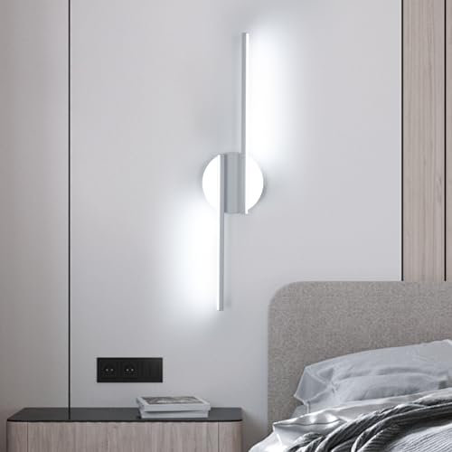 Osairous Lampada da Parete LED Interno, 22W 2475LM Applique da Parete Alluminio Camera da Letto, 55CM Bianca Lampada a Muro Moderno Bianco Freddo 6500K per Bagno Lampada Soggiorno Scale Corridoio