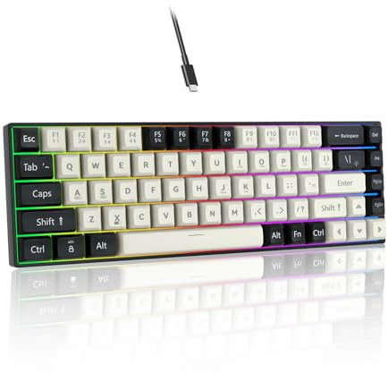 SHANGZHAOYUAN Gaming Tastatur, Ultra-Compact Mini 68 Tasten Anti-Ghosting, RGB-Beleuchtung Tastatur Kabelgebunden mit Red Switch, 60% Mechanische Tastatur QWERTY US Layout für PC Windows Gamer Typist