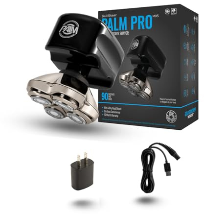Skull Shaver Palm Pro MX5 Face and Head Shaver - Cordless, Rechargeable, Wet/Dry Use - Electric Razor for Men, USB Charging - Mens Grooming Kit - Carver 4 Head Pro Blade, LED Display