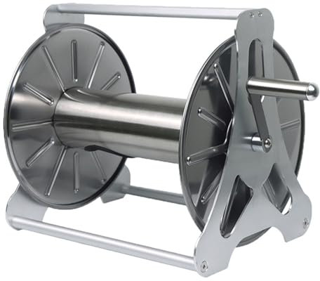 SXYKXYDL Enrouleur de Tuyau d'arrosage en Acier Inoxydable, Support de Rangement Mural ou Autonome pour Tuyau, avec manivelle, capacité de 50 m de Tuyau, pour Jardin, Ferme et terrasse