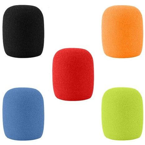 5 Stück Popschutz Mikrofon Windschutz,Schaumstoff Mikrofonabdeckung,Pop Filter und Windschutz Set,Schaumstoff-Mikrofon Windschutz,Ersatz-Windschutz Pop-Filter für Mikrofone für KTV,Outdoor Aktivitäten