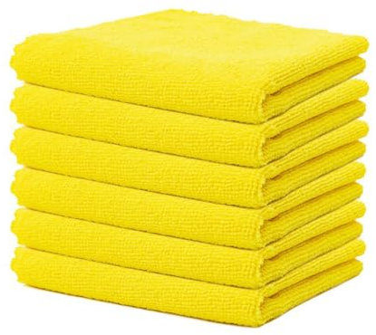 SMTCM 12 Stück Mikrofaser Reinigungstücher Lappen 30 * 30CM Gelb Allzwecktücher Weich Putztüch Mikrofasertücher Saugfähige Küche Tücher Geschirrtücher Fusselfrei Waschbare Putzlappen für Haus Auto