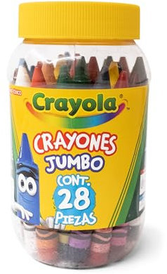 CRAYOLA - 28 Wachsmalstifte in Jumbo-Größe in wiederverschließbarer Dose, sortierte Farben, für Schule & Freizeit, 52-3037